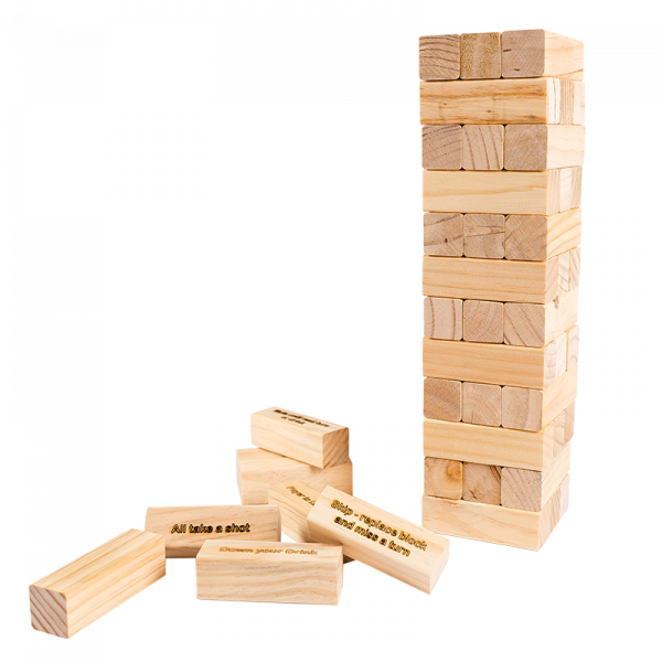 Upsized Table Top Party Drinking Jenga Building Blocks with Bag