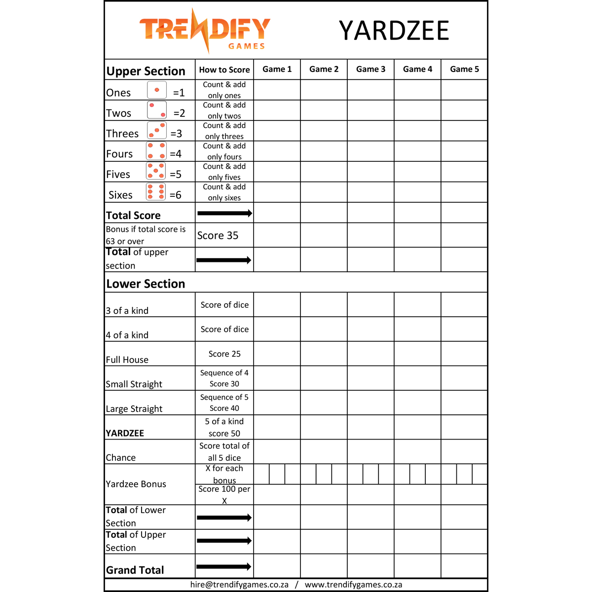 Trendify yardzee outdoor dice game trendify games